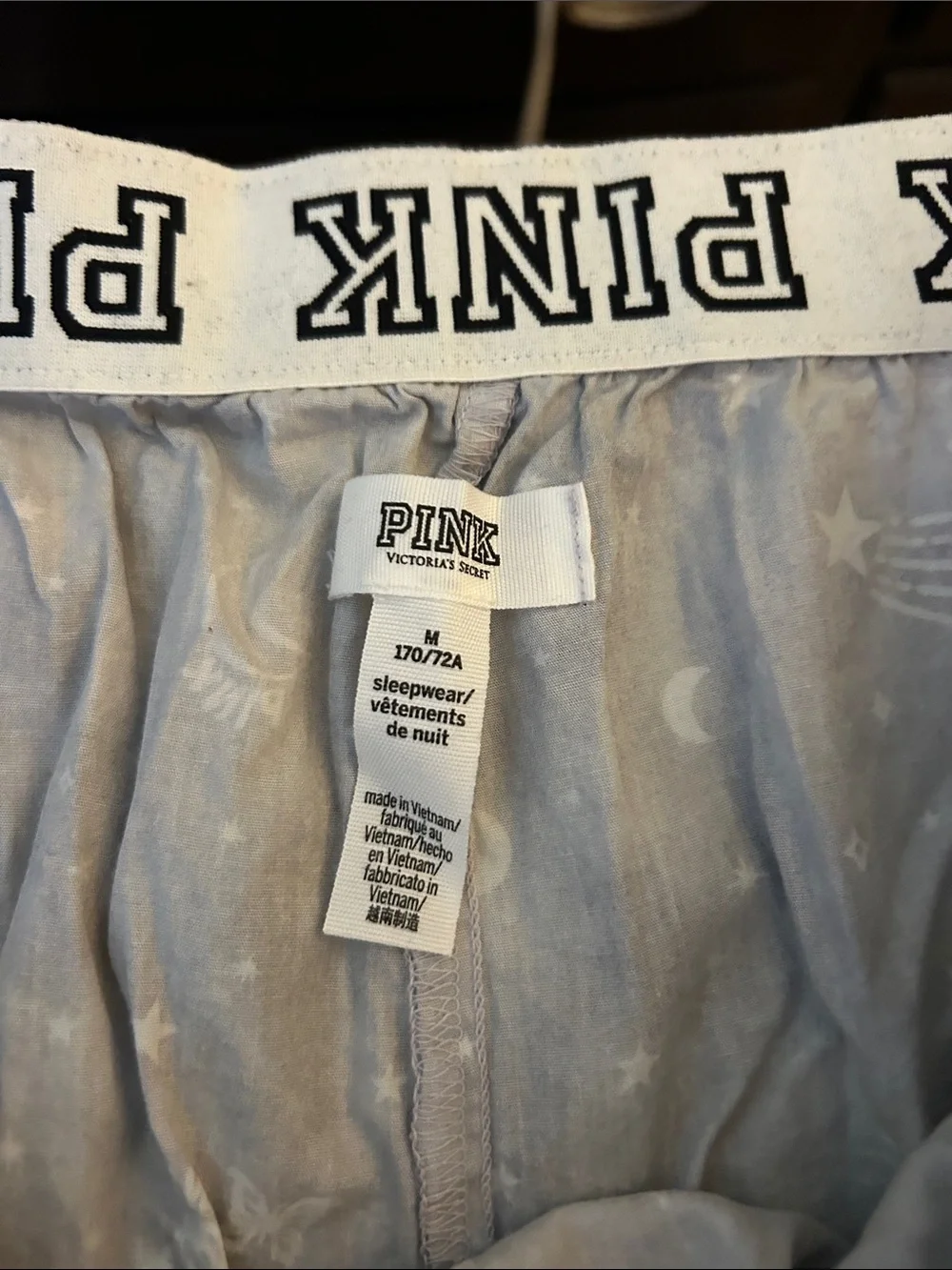 PINK Victoria's Secret Gray Star & Moon Print Pajama Shorts